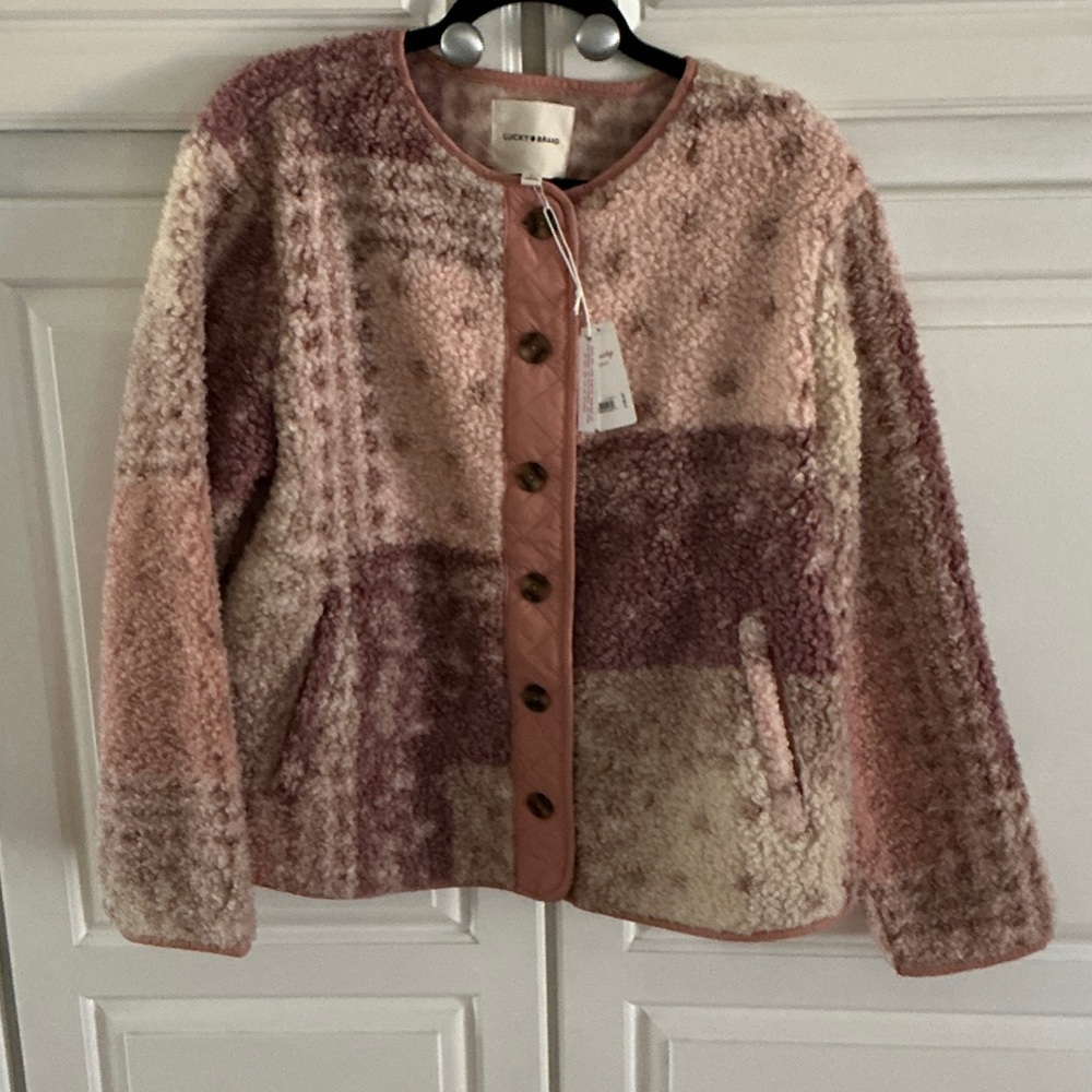 Lucky Brand Pink and Cream Teddy Jacket